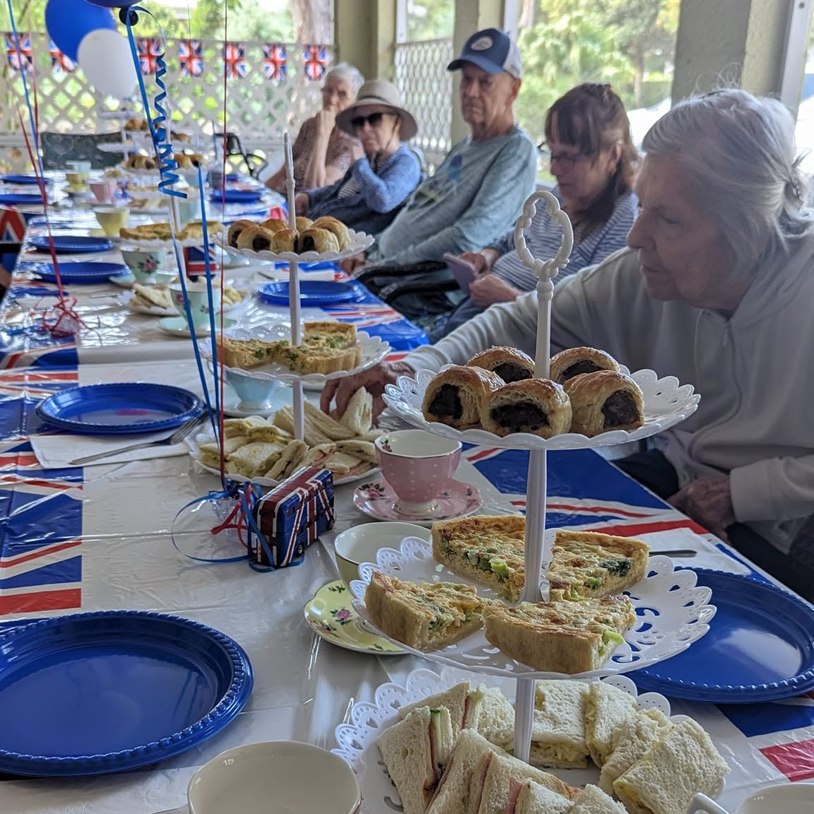 British-themed tea party refreshments served on the porch